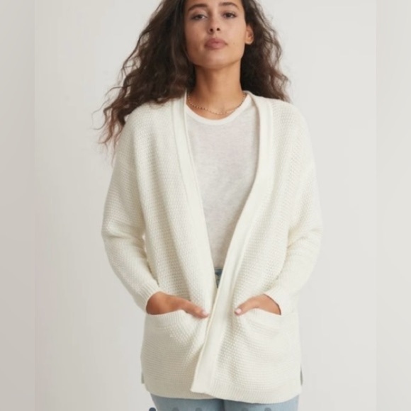 Marine Layer Catalina Open Front Knit Cardigan In Milk Size XS - Picture 2 of 11